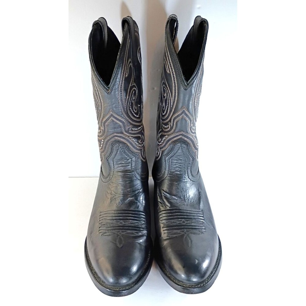 Ariat Mens Black Leather Cowboy Boots 9.5 D Western Riding Style 10012834